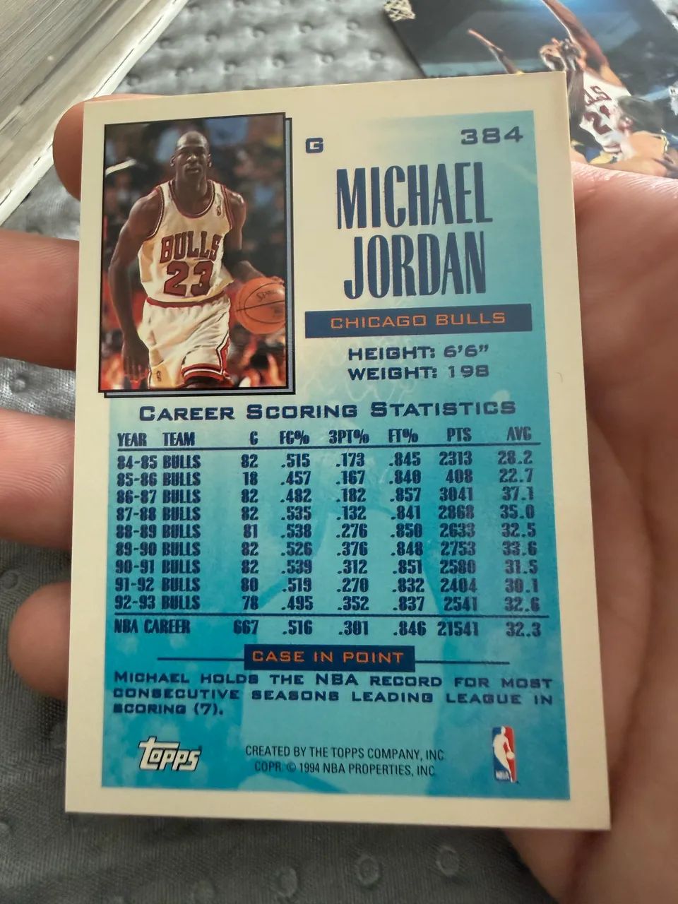 Michael Jordan 1993-94 Topps #384 ?Reigning Scoring Leader - Foto 4