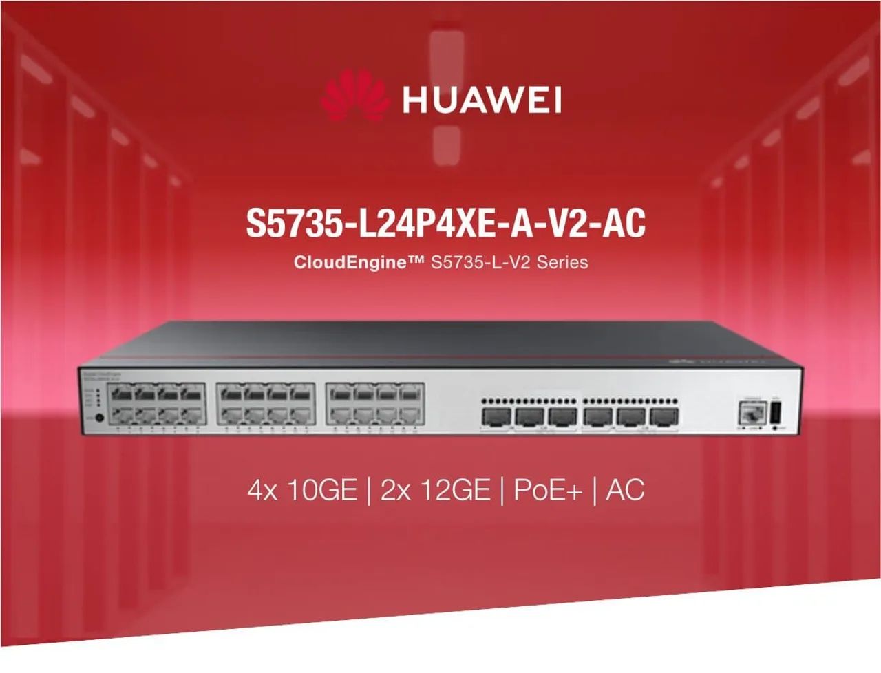 Switch Huawei CloudEngine S5735-L24P4XE-A-V2 PoE+ Item de Estoque Na Caixa/Kit Acessórios