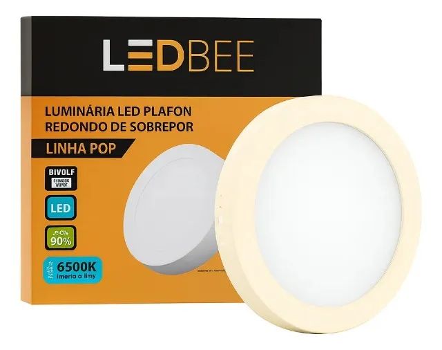 Painel luminária Led 30CM SOBREPOR REDONDO  6500k 24W
