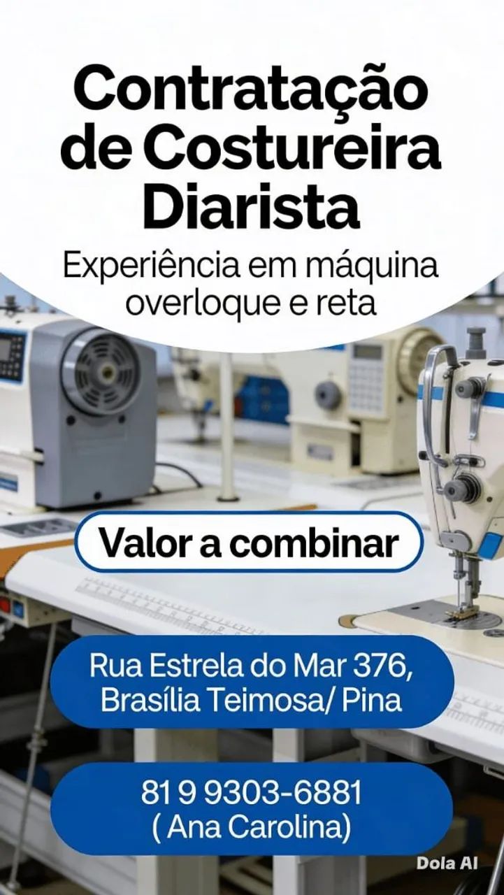 Vaga costureira diarista 