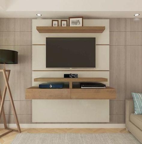 Painel Para TV Oxford Cor Off White com Pinho - Foto 4
