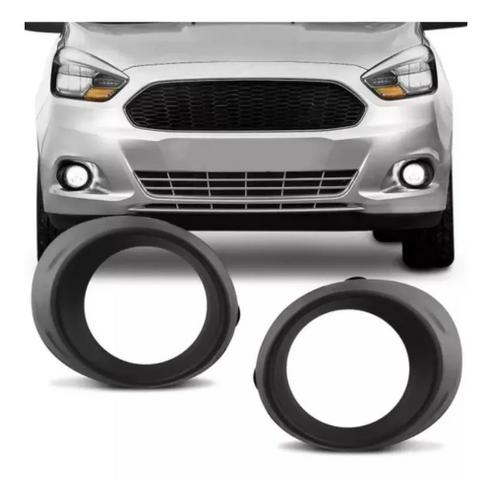 Par Grade Moldura Preta Milha C/ Furo Ford Ka 2017 2018 2019