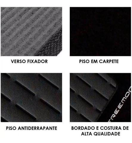 Jogo Tapete Carpete Honda New Fit 2010 à 2014 - Logo Bordado Preto - Foto 2
