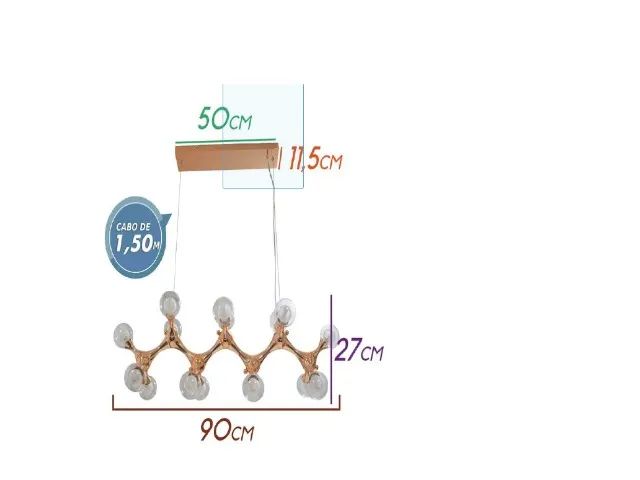 Lustre Pendente Moderno Ouro Rose Dna Pd1298g New Line Imports - Foto 3