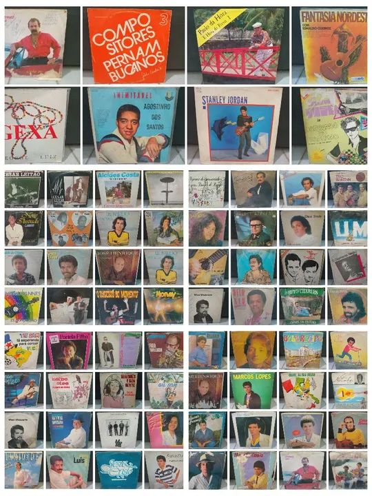 Lote com 72 Discos de Vinil Autografados