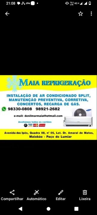 Instalação, Manutenção, Reparos,.Recarga de Gás