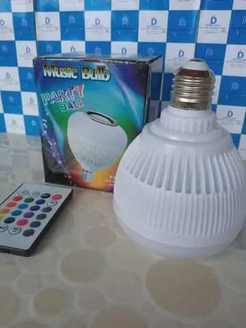 Lampada Musical Caixa Som Bluetooth Led Rgb Com Controle - Foto 2
