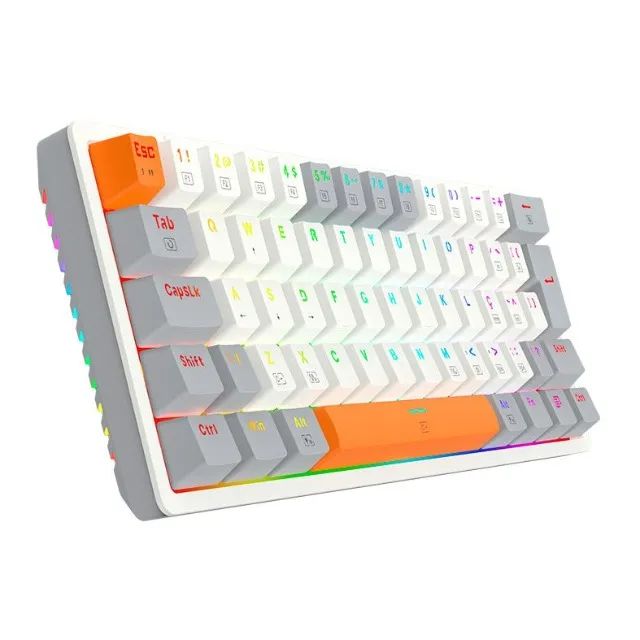 Teclado Mecânico 60% Redragon Akali White/Gray/Orange RGB Switch Brown - WZetta - Foto 2