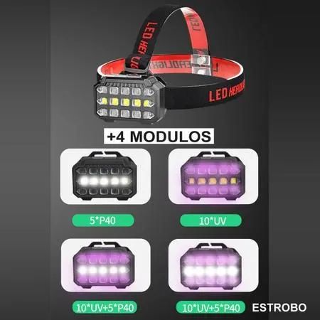 Lanterna de Cabeça com luz Negra Ultravioleta lâmpada Led Branco - Foto 2