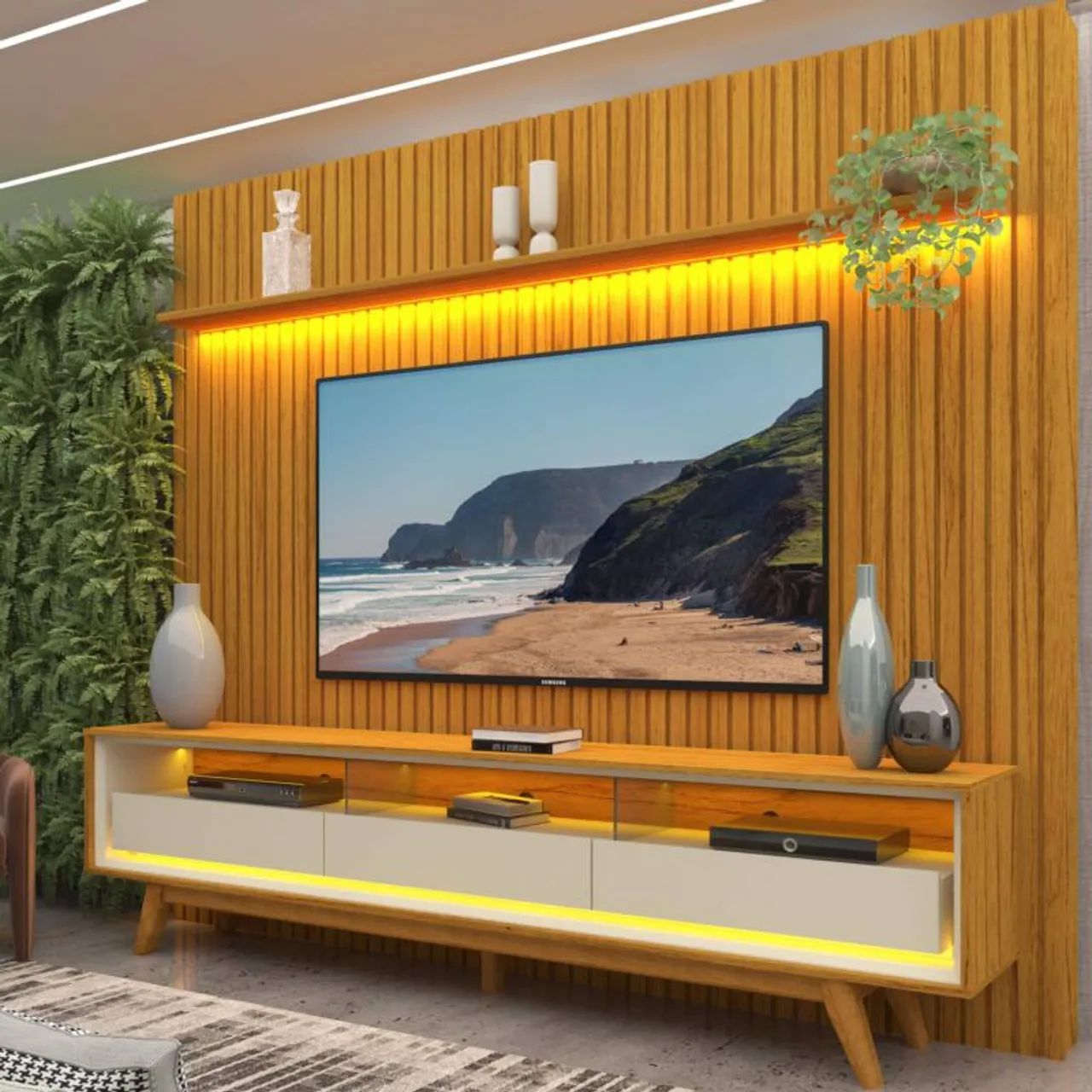 PAINEL RIPADO AUTÊNTICO E RACK C/LED E SOFISTICAÇÃO SURPREENDA-SE!!UEUTTI - Foto 4