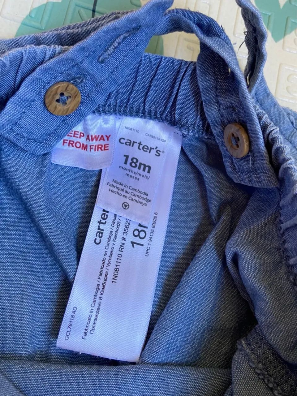 Dupla carters jardineira de verão fresca romper alcinha com blusa rosa 18 meses novo - Foto 3