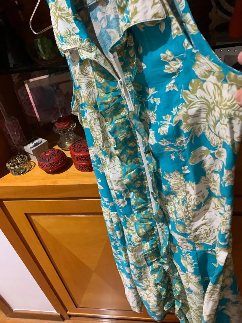 Vestido de viscose estampado de azul  - Foto 3