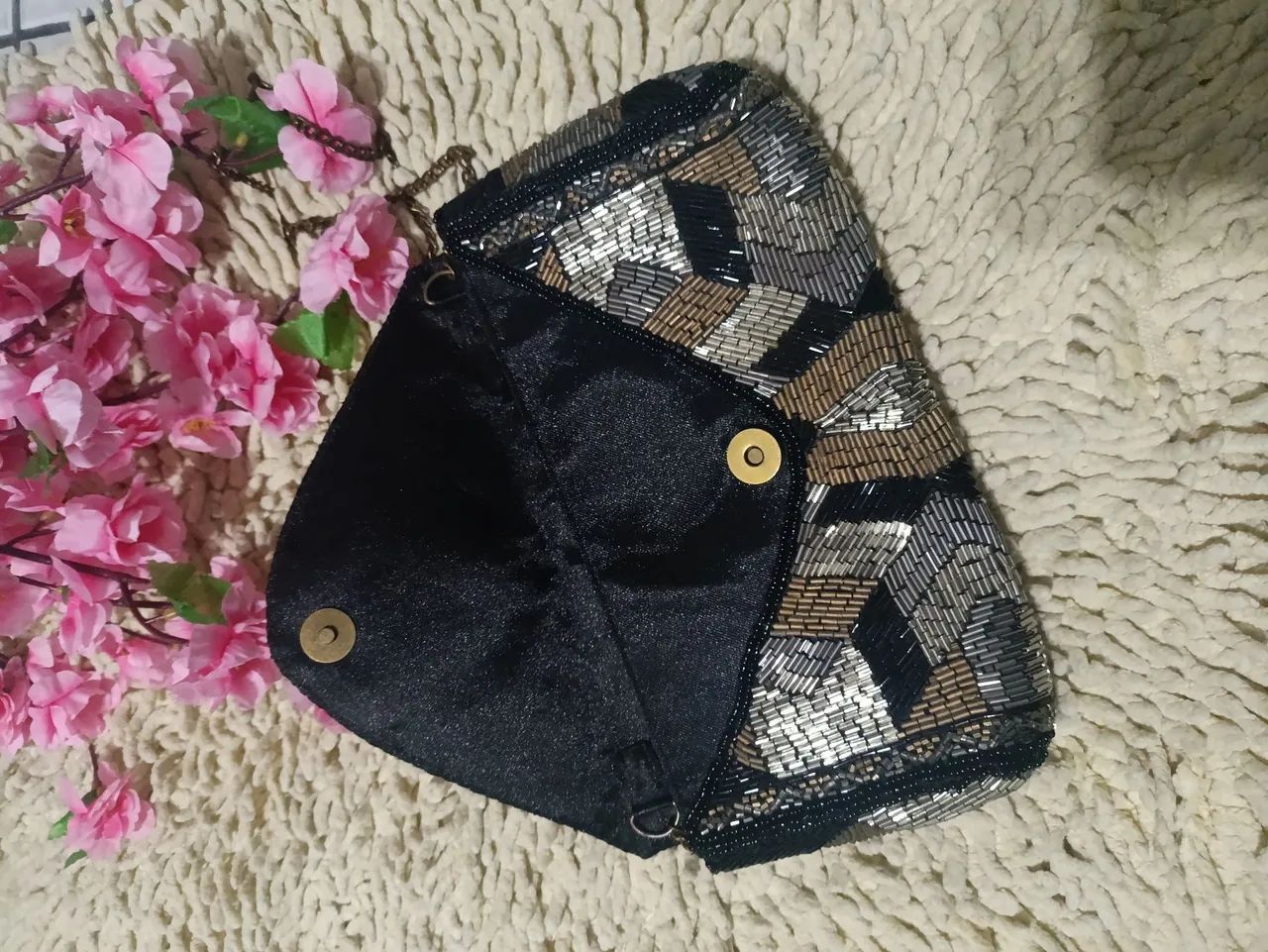 Bolsa Clutch de festa bordada a mão - origem Indiana  - Foto 3