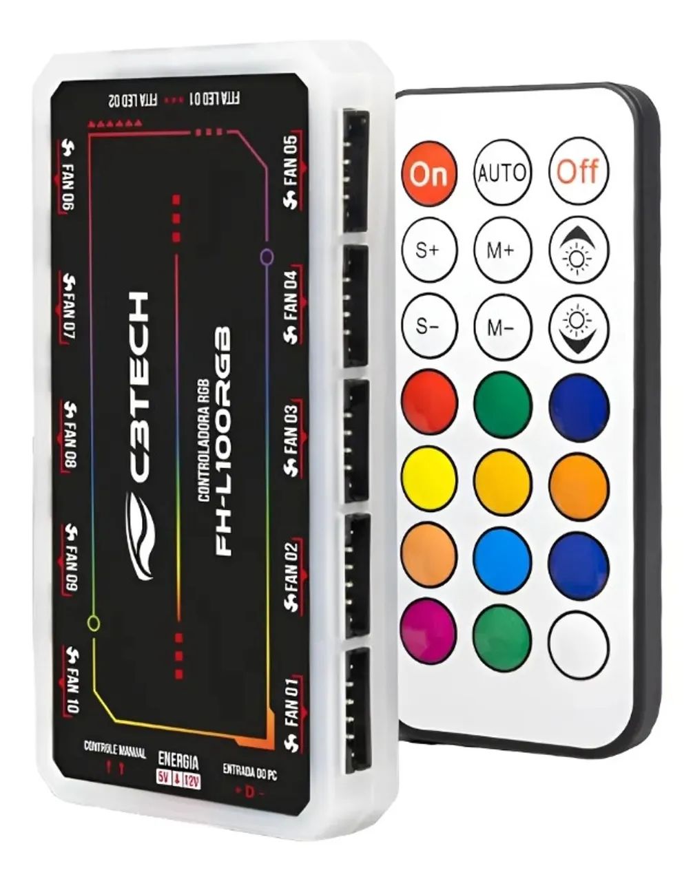 Controlador de FAN Cooler ARGB FH-L100RGB Gaming RGB com Controle -Loja Coimbra Instalamos