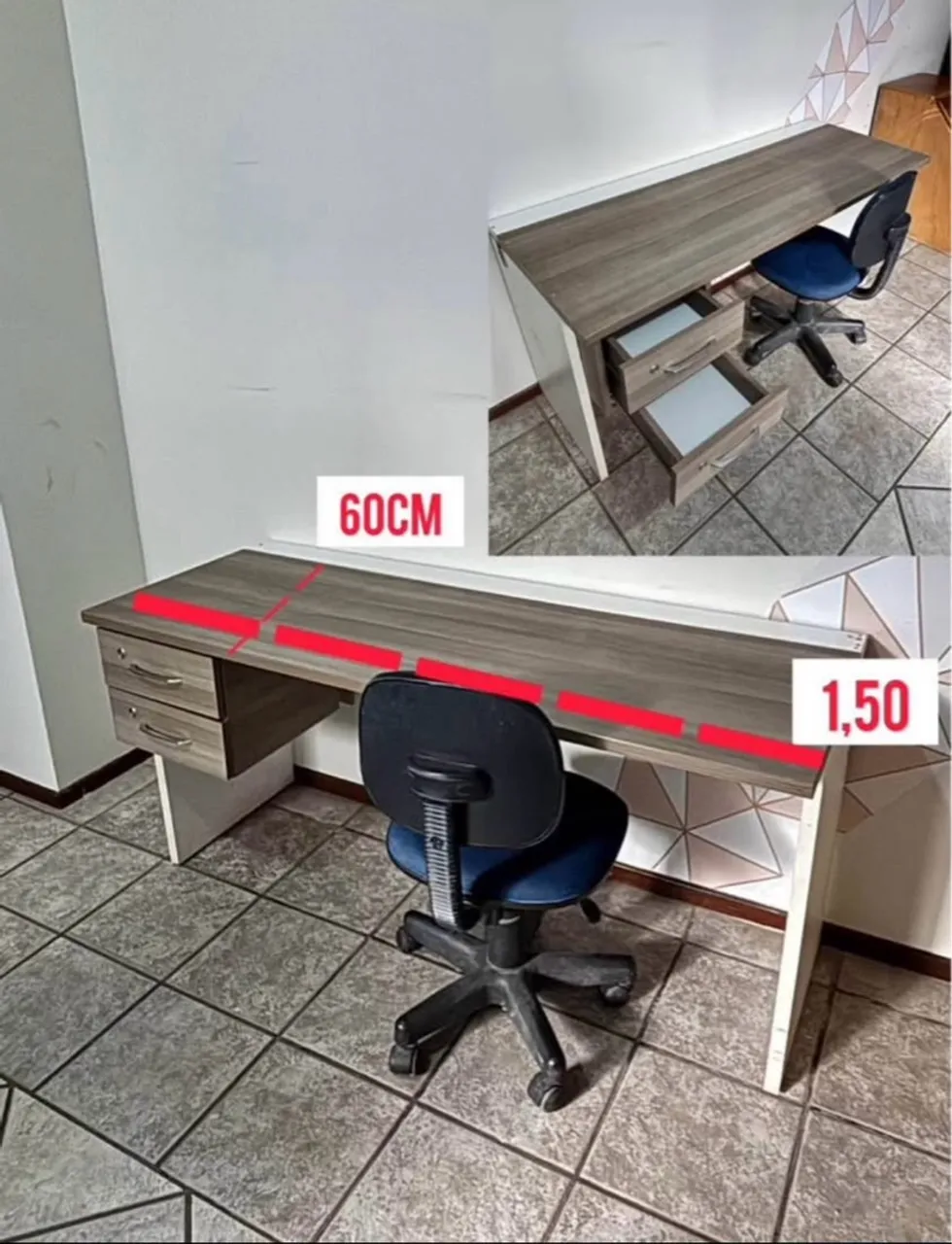 Escrivaninha com gavetas - 1,50m de comprimento