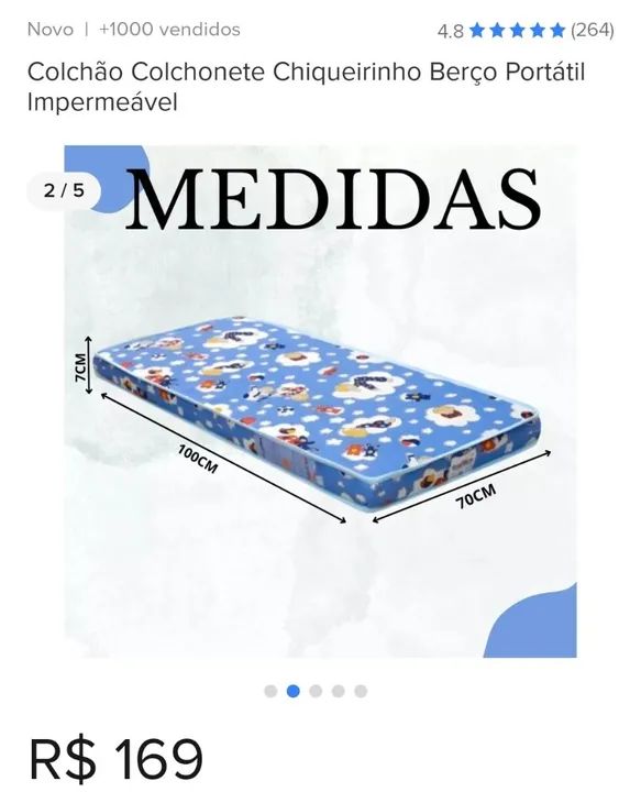 Berço portátil bebê + colchão de brinde  - Foto 2