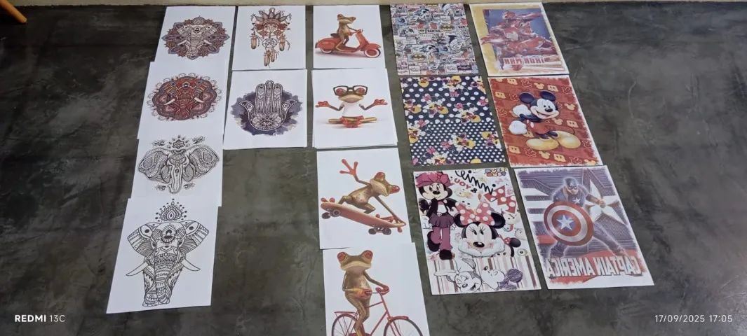 LOTE C/167 ESTAMPAS IMPRESSAS PRONTAS CAMISETA SUBLIMAÇÃO  - Foto 2