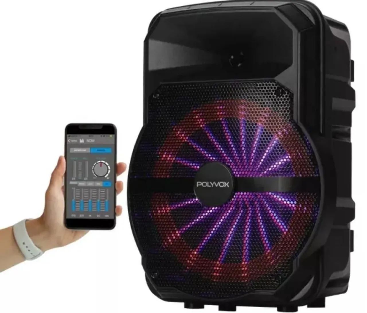 Caixa de Som Bluetooth Polyvox com Luzes LED 300W  - Foto 3