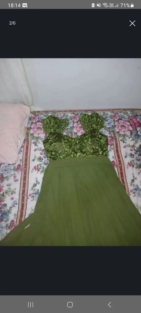 Vestido longo verde com renda - Foto 5
