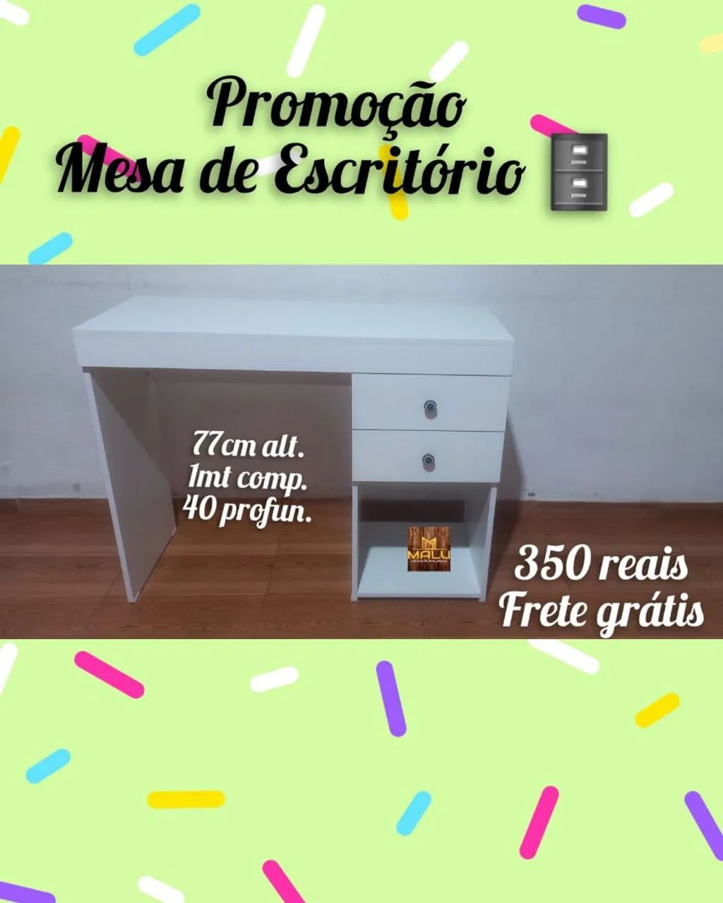 Mesa de Escritório Branca com Gavetas - Promoção!
