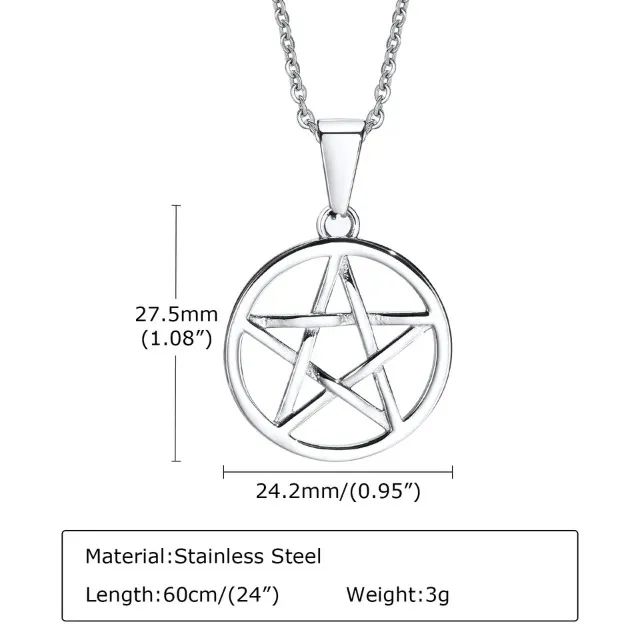 Colar Pentagrama em Aço Inoxidável - Foto 3