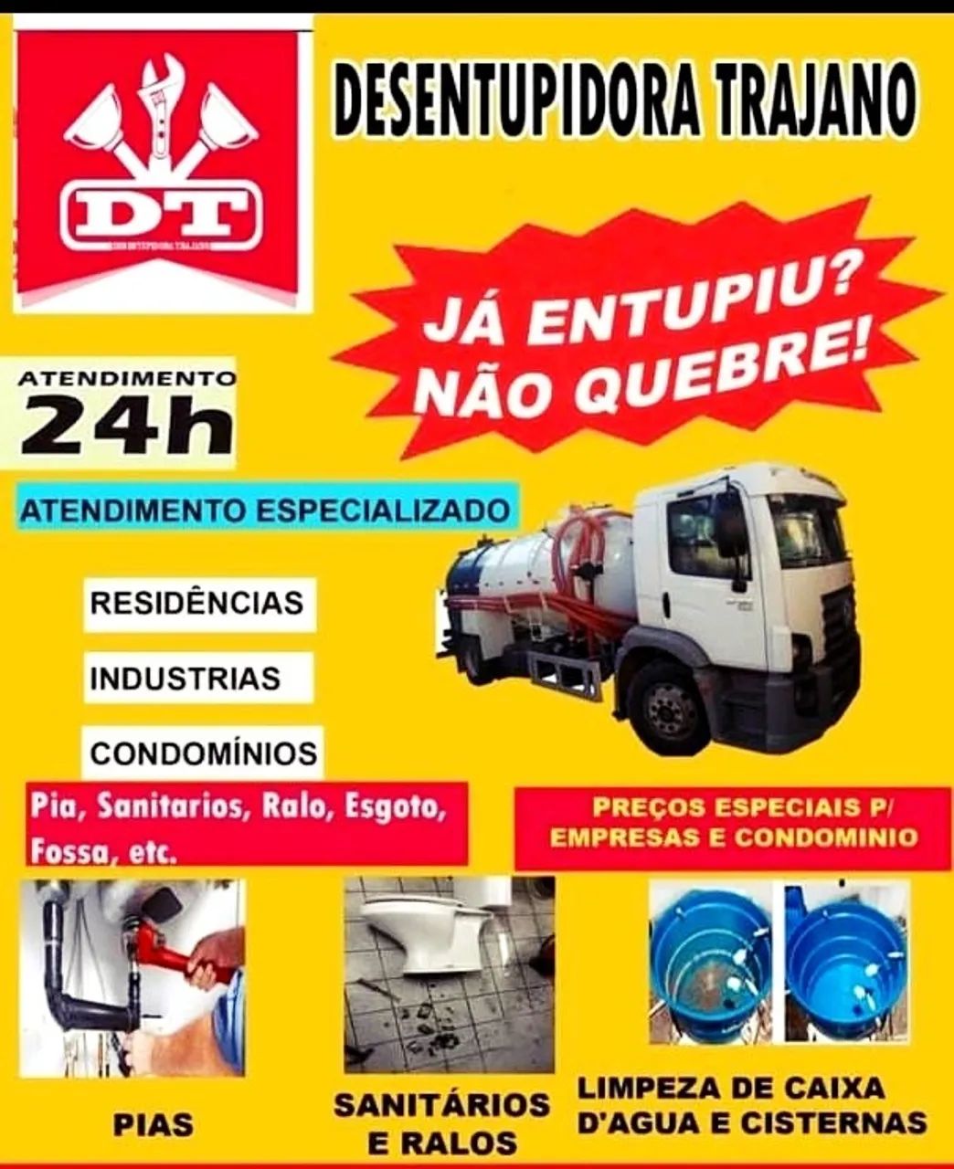 Desentupimento de Ralos, pias, caixas de esgoto etc.. /9.8491.7427 Trajano Hidrojateamento