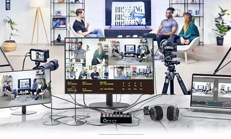 Mesa vídeo hdmi 4k, 4 canais, multi câmera, transmissão ao vivo,