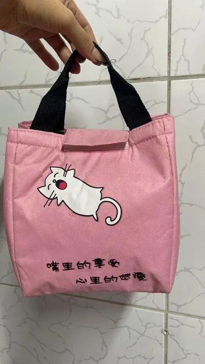 Bolsa de mão  Rosa com Gato