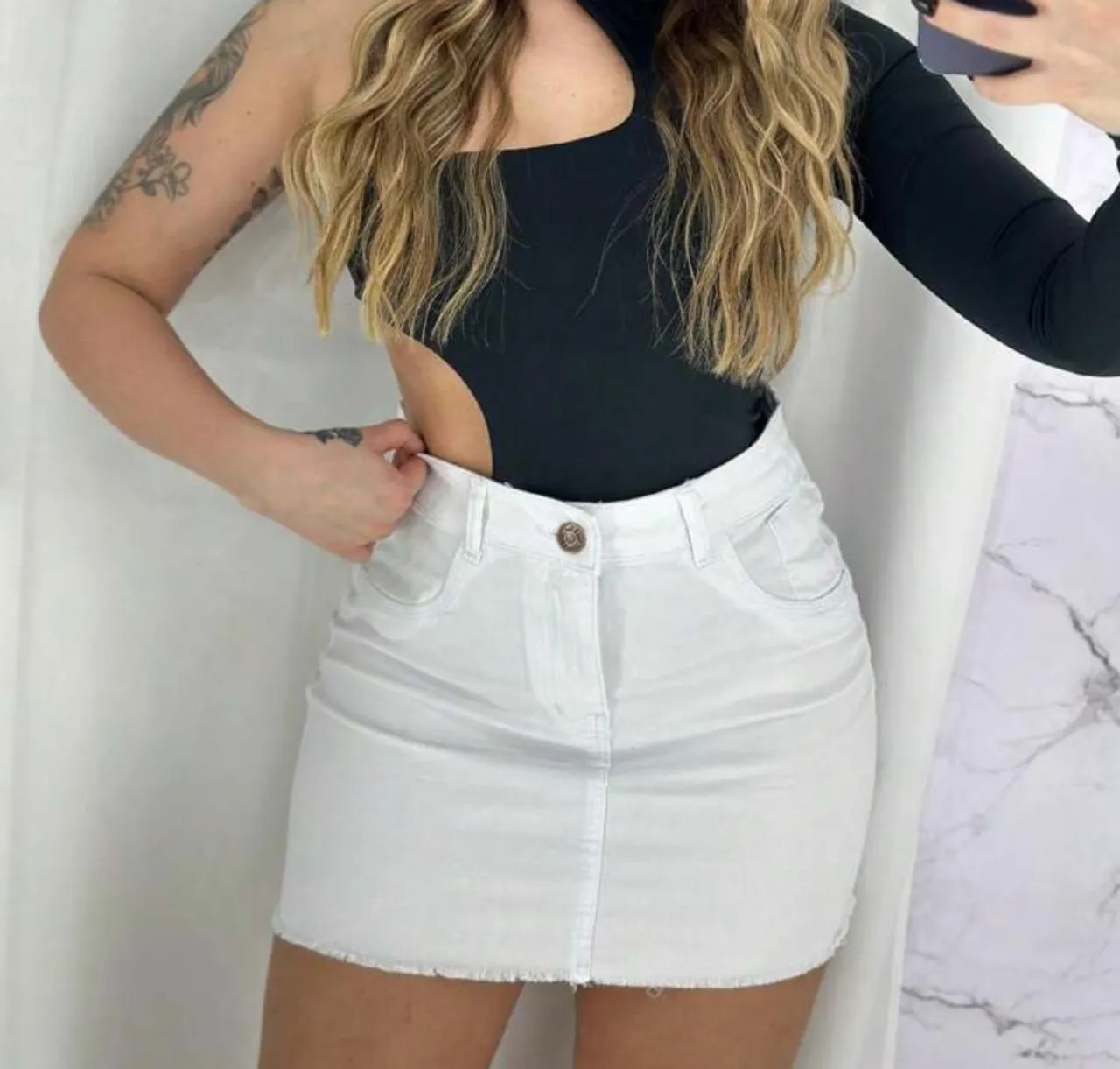 Saia Jeans Branca