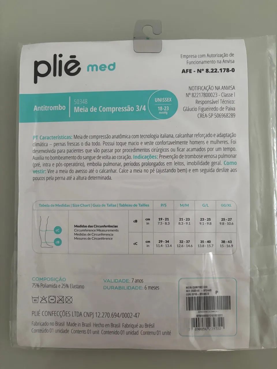 Meia Cirúrgica Antitrombo 3/4 - 18mmhg-23mmhg