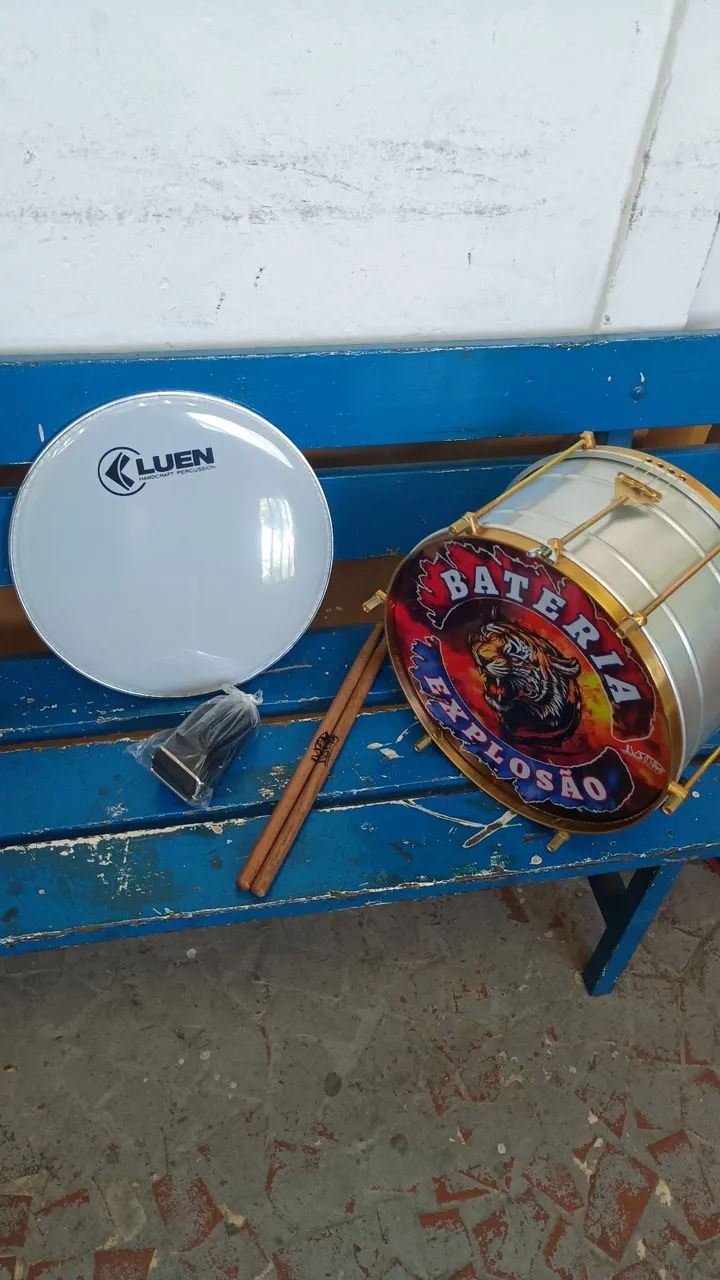 Caixa de guerra 12" polegadas profissional Galvanizada + Baquetas + Talabarte na promoção  - Foto 4