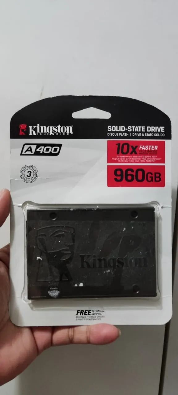 SSD Kingston A400, 960GB, Sata III, Leitura 500MBs e Gravação 450MBs, SA400S37/960G