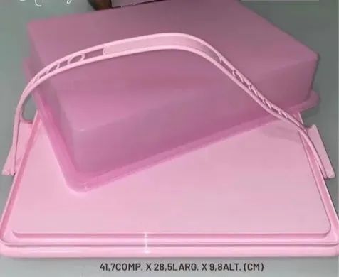 Tupperware Big Cake rosa retangular  - Foto 3