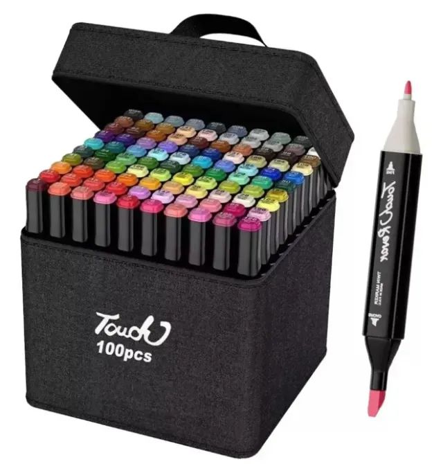 Kit 100 Canetinhas Ponta Dupla