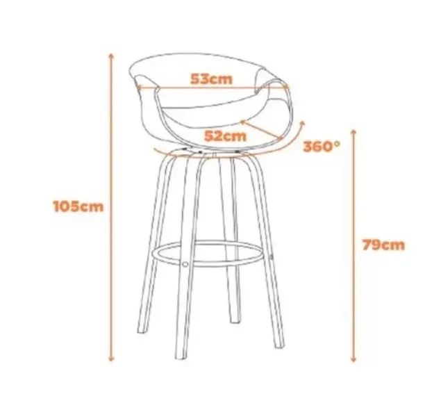 Kit com 2 banquetas giratórias estofadas e com encosto de couro - Foto 4