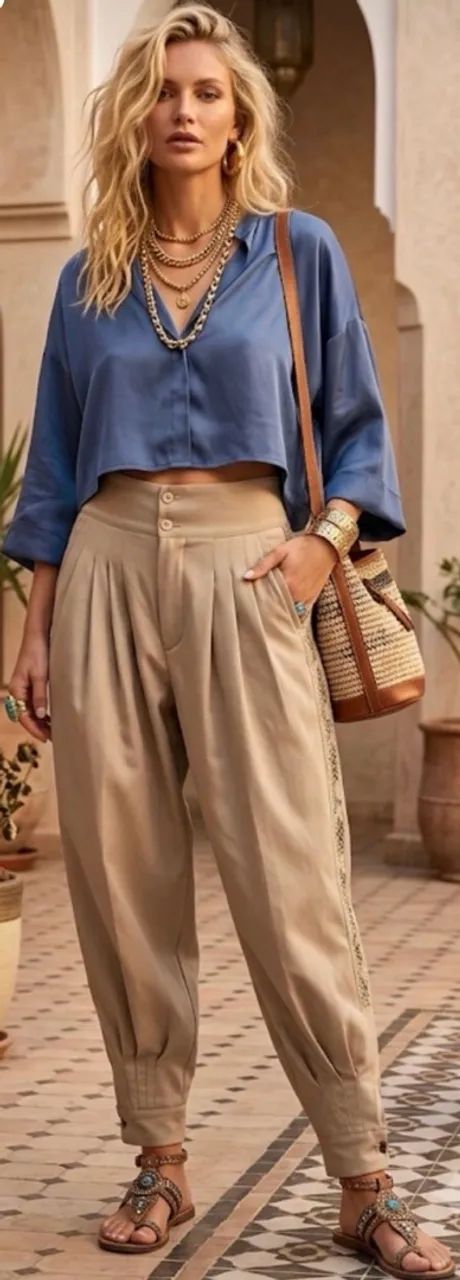 calça aladim bege