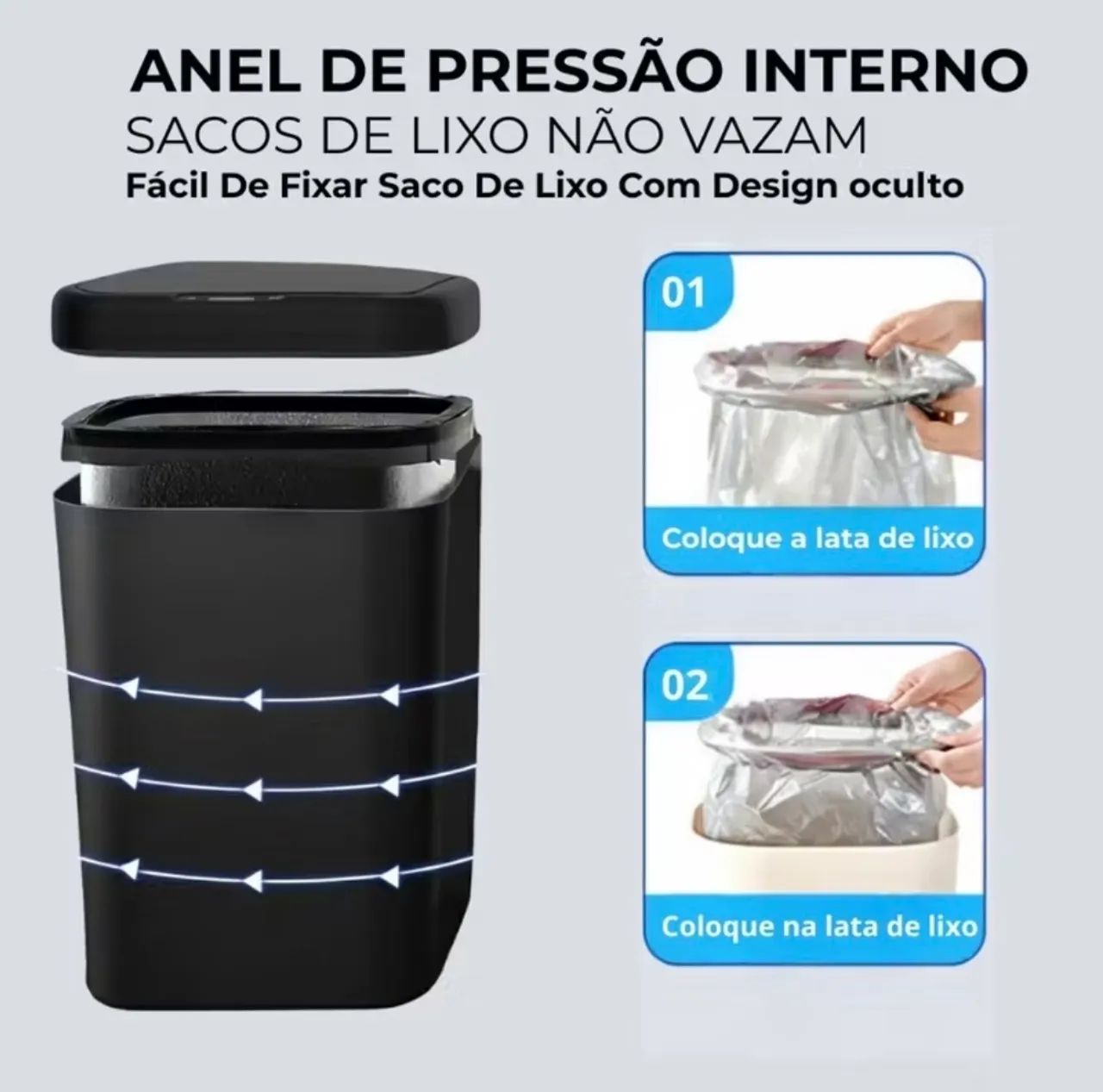 Lixeira Inteligente com Sensor Automático 16L Cor P - Foto 4