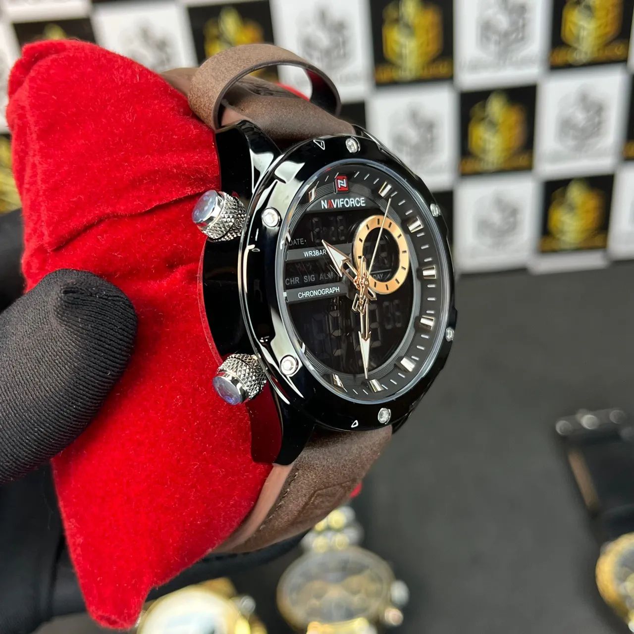 Relógio Masculino Naviforce 9208 Analógico Digital - Pulseira Marrom - Foto 3