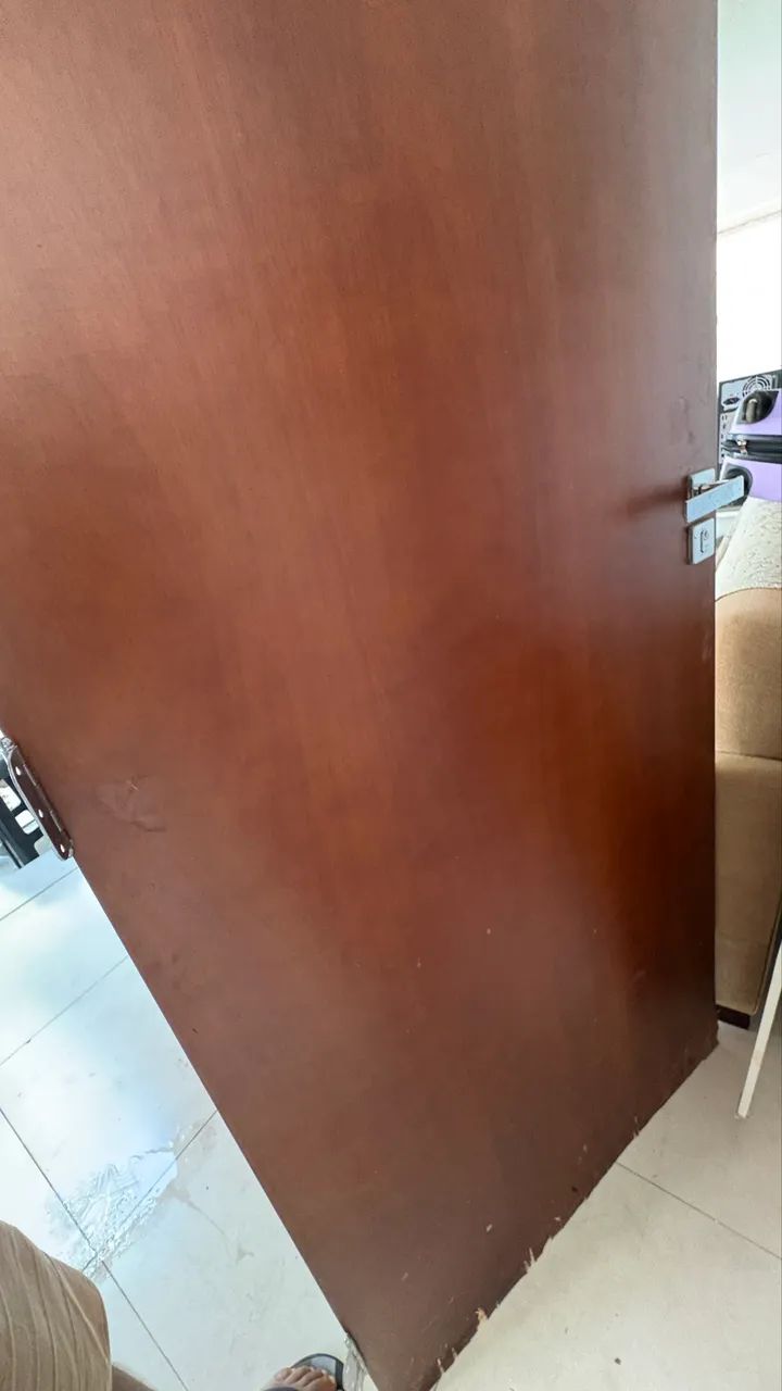 Porta madeira 80cm x 2,10m com fechadura e dobradiça premium
