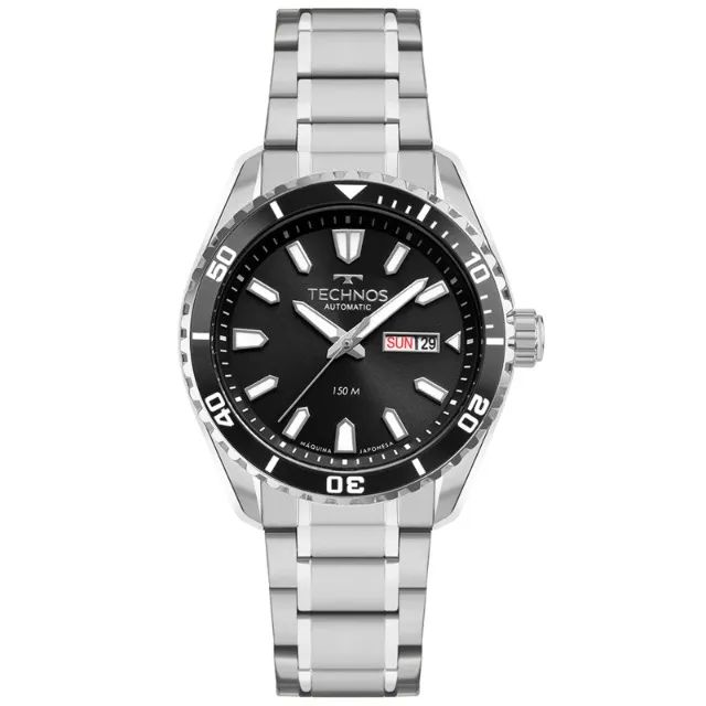 RELÓGIO TECHNOS MASCULINO  AUTOMÁTICO DIVER PRATA - Foto 4