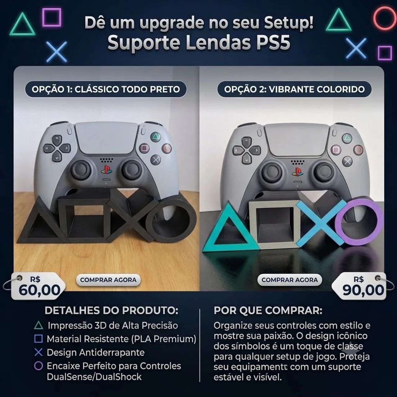 Suporte pra controle de PS5 tematico
