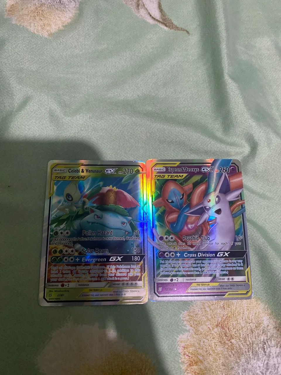 Cartas Pokémon  Celebi e Venusaur e Espeon e Deoxys GX Tag Team