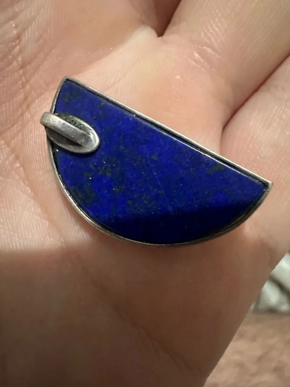 Pingente de prata e ouro 18k lapis lazuli - Foto 2