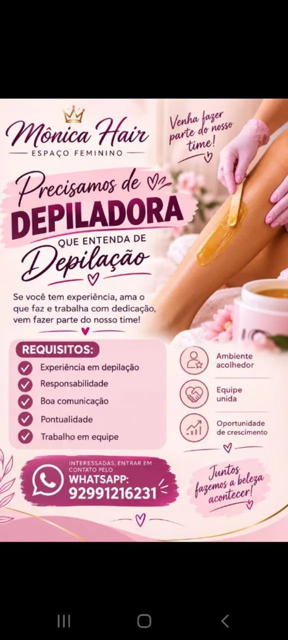  Precisa -se de profissionais  da área da beleza 