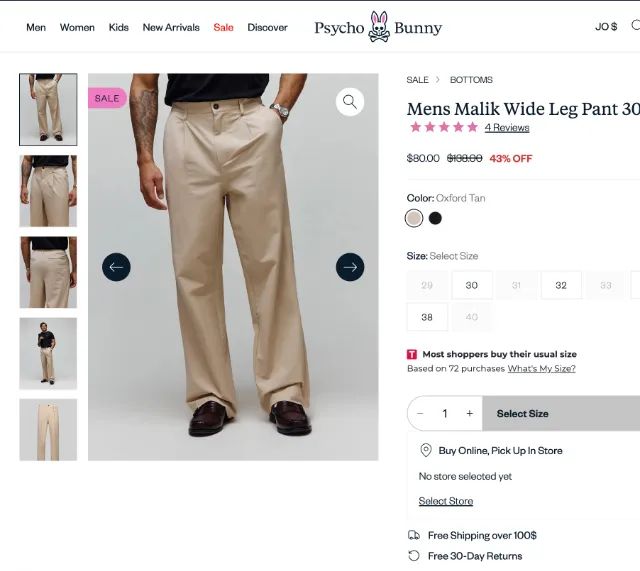 Calça psycho bunny malik wide leg bege nova - Foto 3