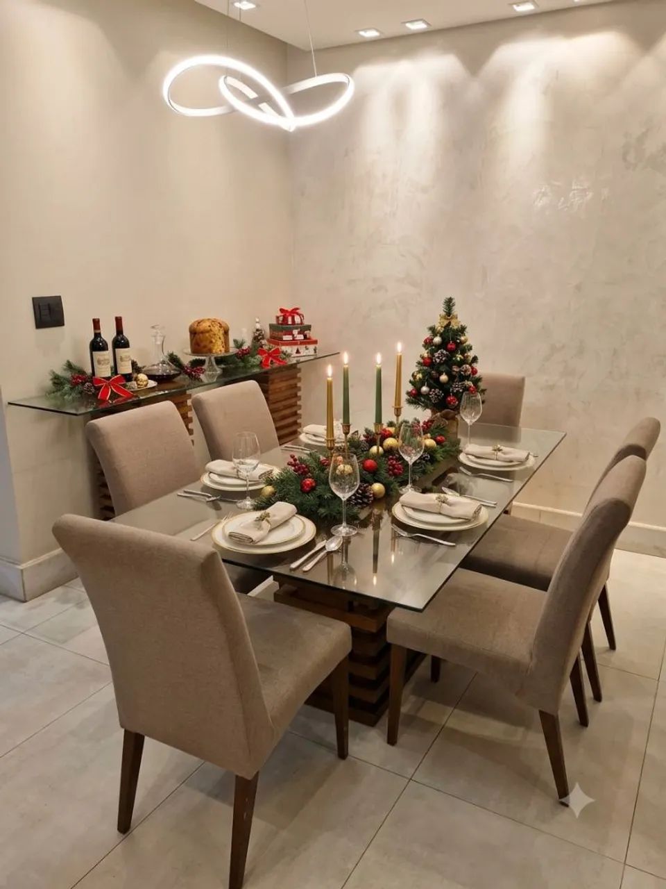 Mesa de Jantar com 6 Cadeiras + Aparador Combinando