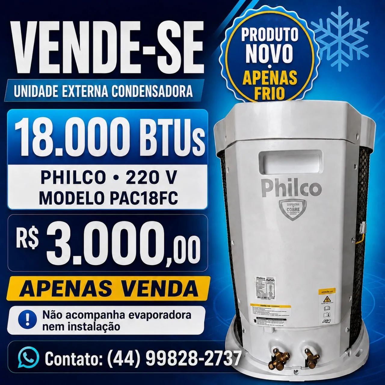 Condensadora Philco 18.000 btus