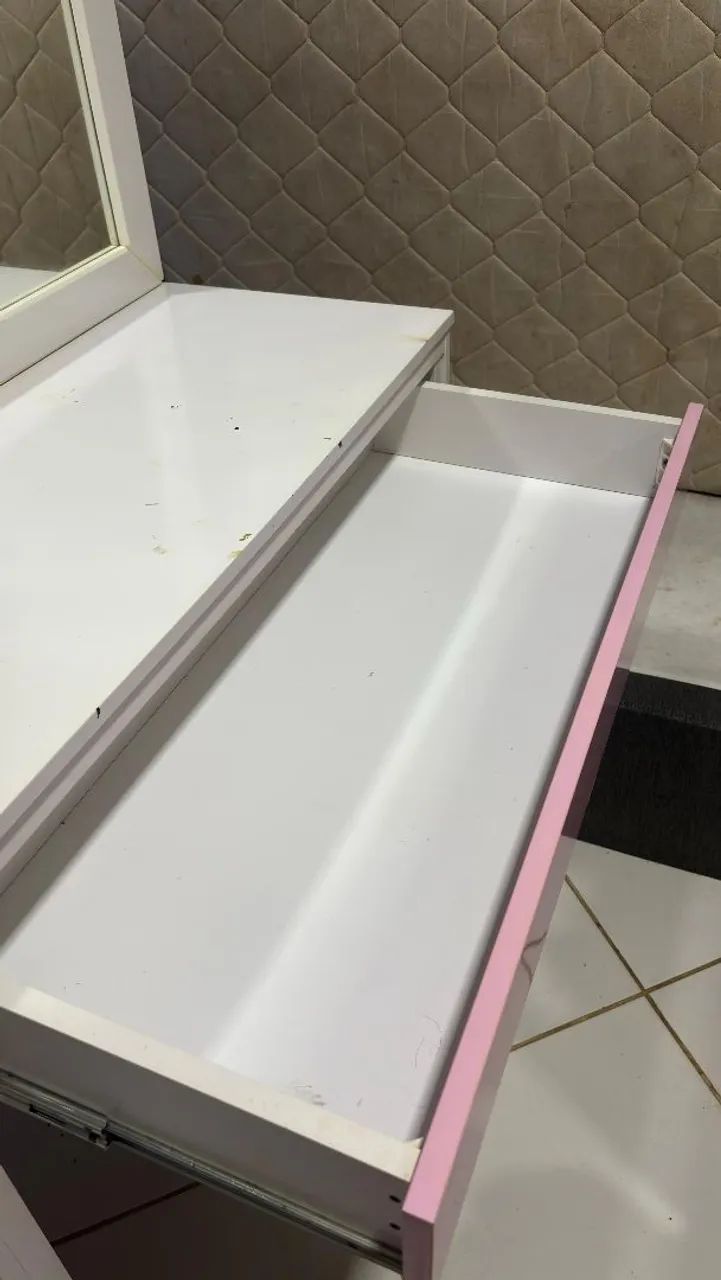 Penteadeira com Espelho Branca e Rosa - Foto 3