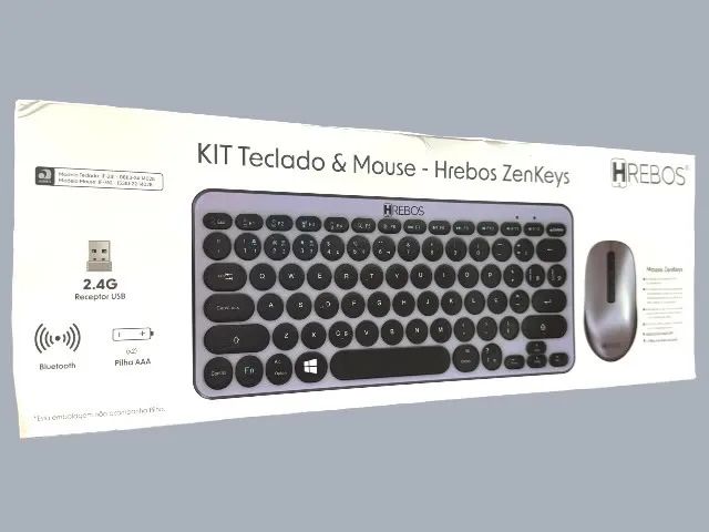 Teclado E Mouse Sem Fio Bluetooth Retro Hrebos ZenKeys P/ Notebook, Tablet E PC - Foto 2