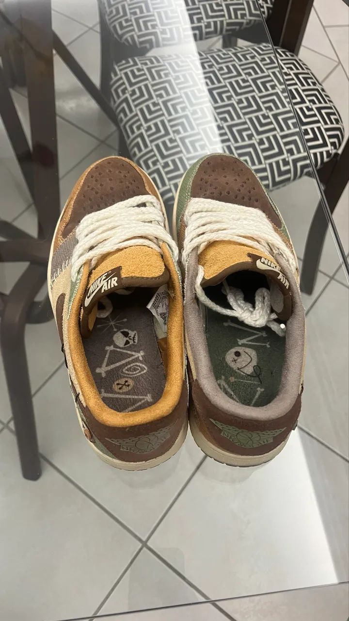 Air Jordan 1 Low Voodoo Flax and Oil Green - tam 40 - Foto 4